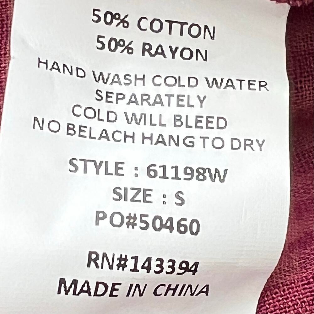 Cotton Bleu red gingham split neck blouse relaxed fit cotton cottagecore small - Picture 8 of 8